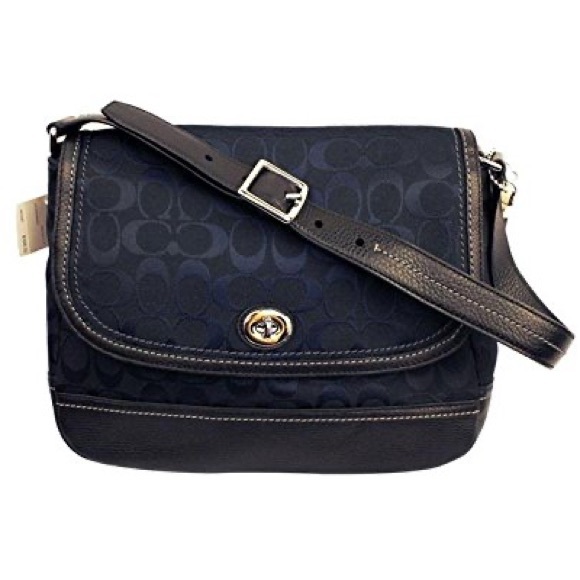 New w/Tags Coach Black/Silver PARK SIGNATURE FLAP BAG F23933 Below $328 Retail - Picture 3 of 5